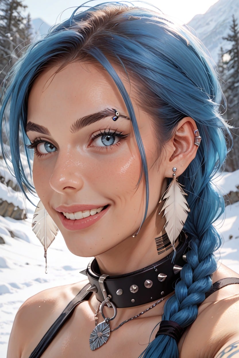In Love, Braided, Big Blue Eyes AI Porn