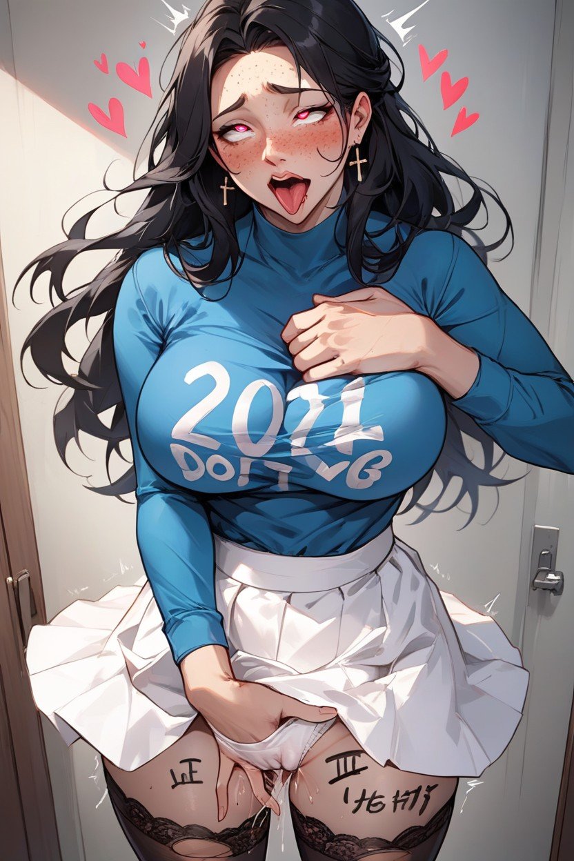 Blue Long Sleeve Shirt, Embaraçada, Ahegao Pornografia peluda com IA