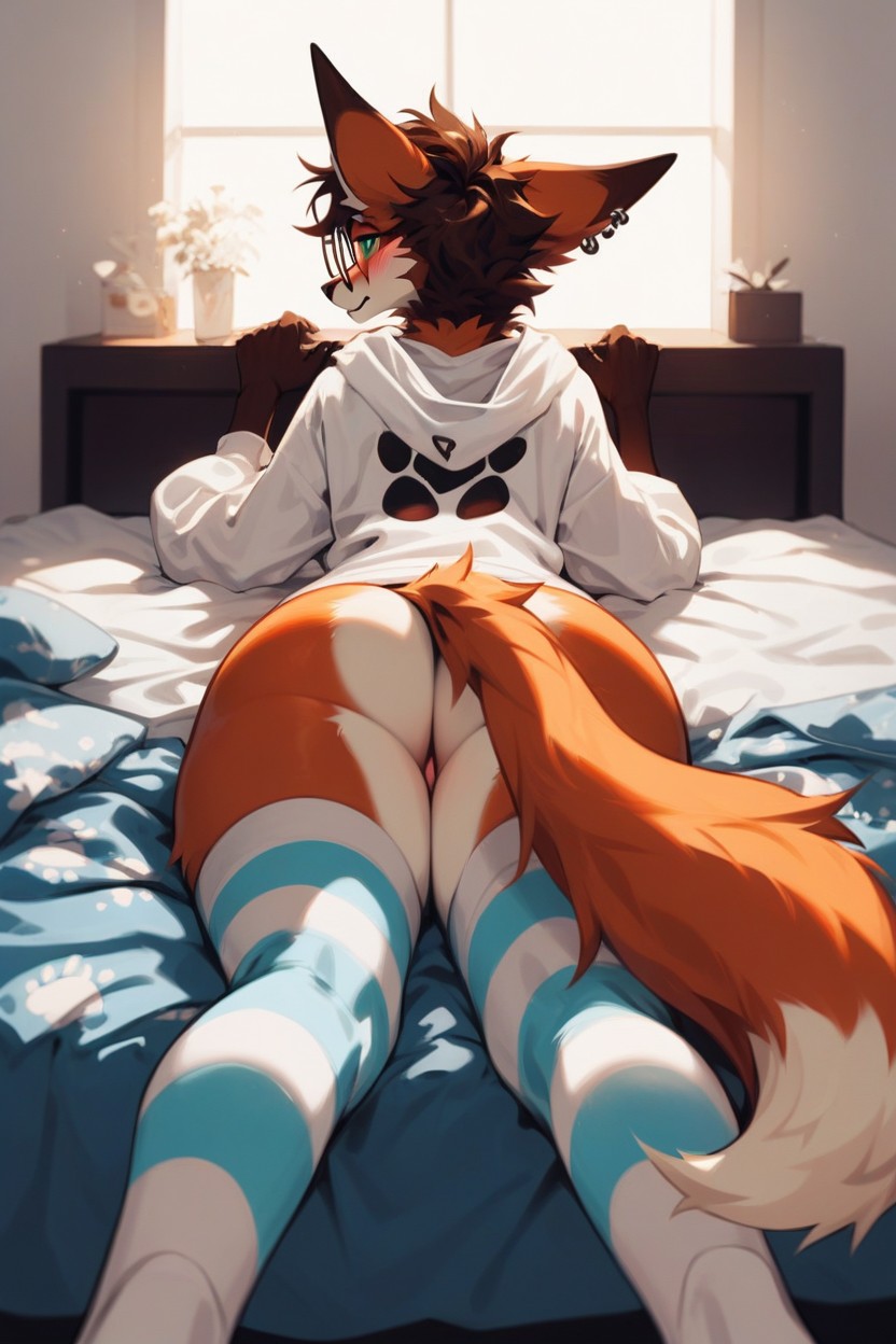 Muslos Gruesos, Culo Redondeado, Ojos De Corazón Furry IA