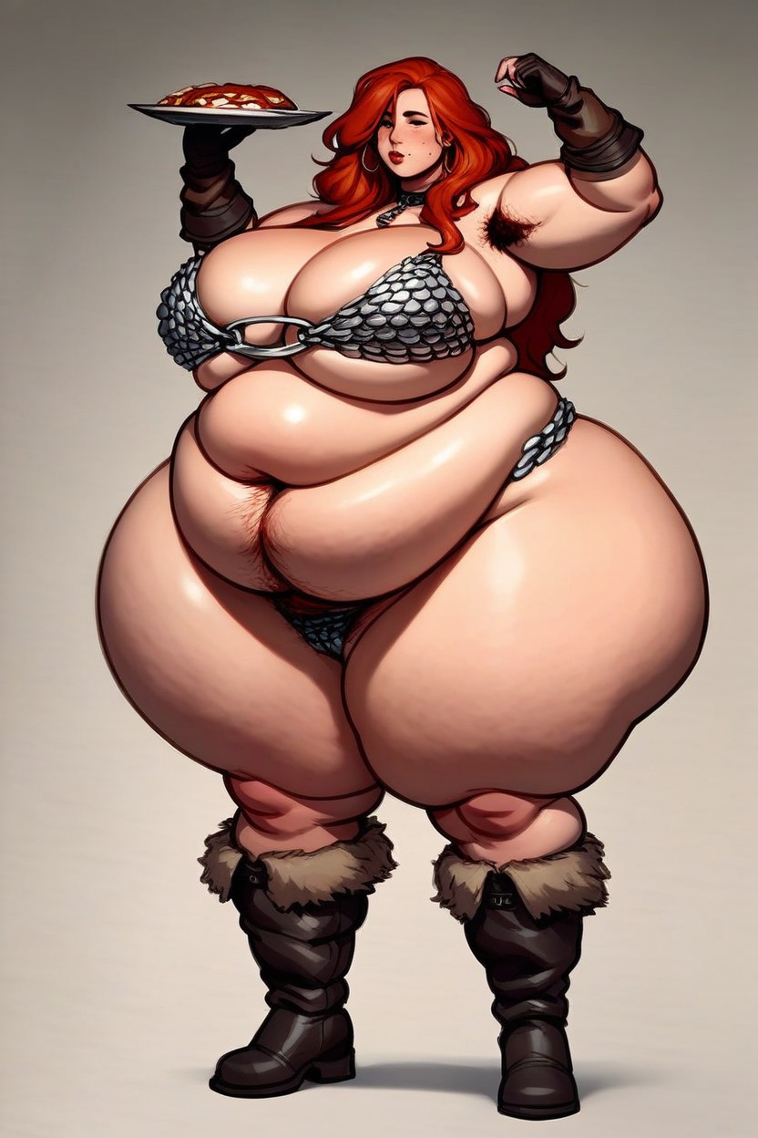 Hyper Fat Legs, Over Eating, Shocked AI Porn