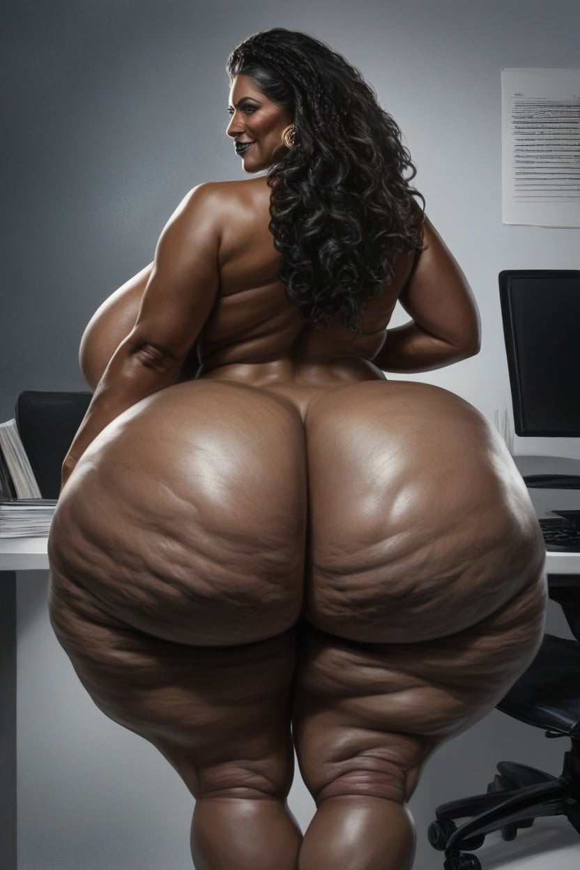 Disproportionately Large Ass, Naked, Round Ass AI Porn