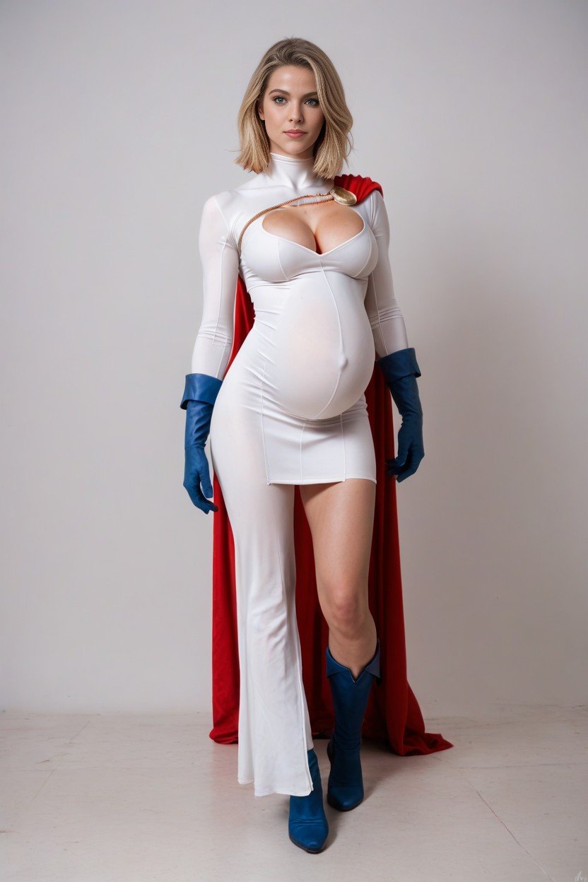 Pregnant, Sexy Pose, Power Woman CosplayPorno IA transsexuelle