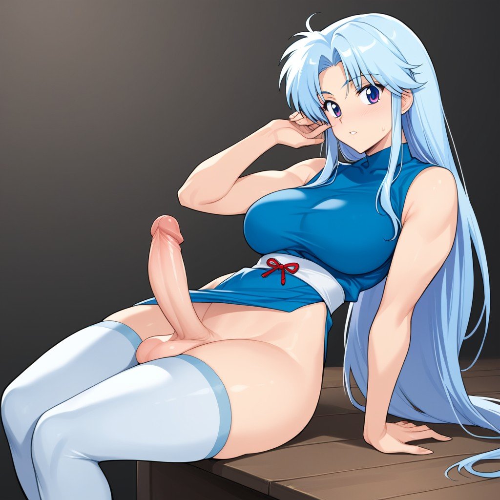 Long Hair, Thigh Highs, Botan From Yu Yu Hakusho Trying To Hide Her Massive Dick Between Her LegsPorno shemale IA