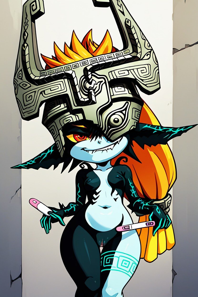 Imp Form Midna, Holding Pregnancy Test, Biting Lip AI兽人黄片