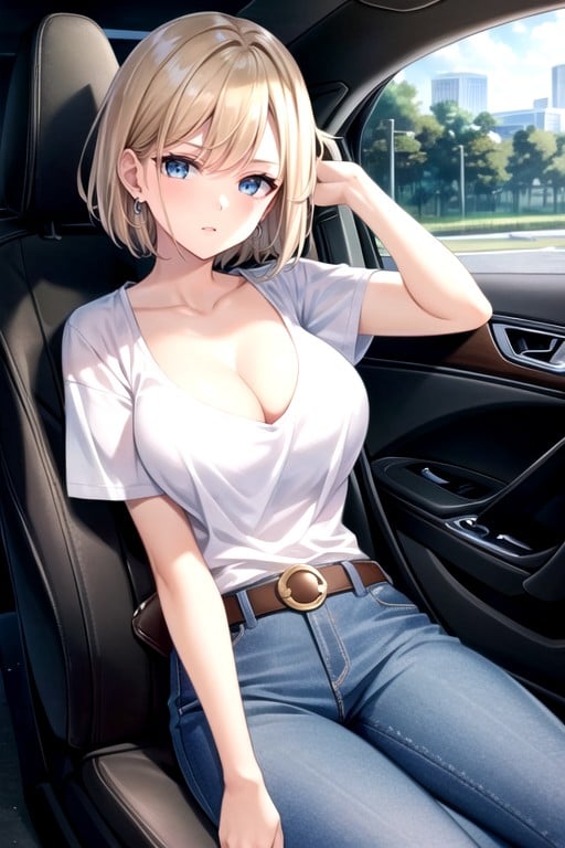 Android 18 (dragon Ball Z), Car, Sitting Down Shemale AI Porn