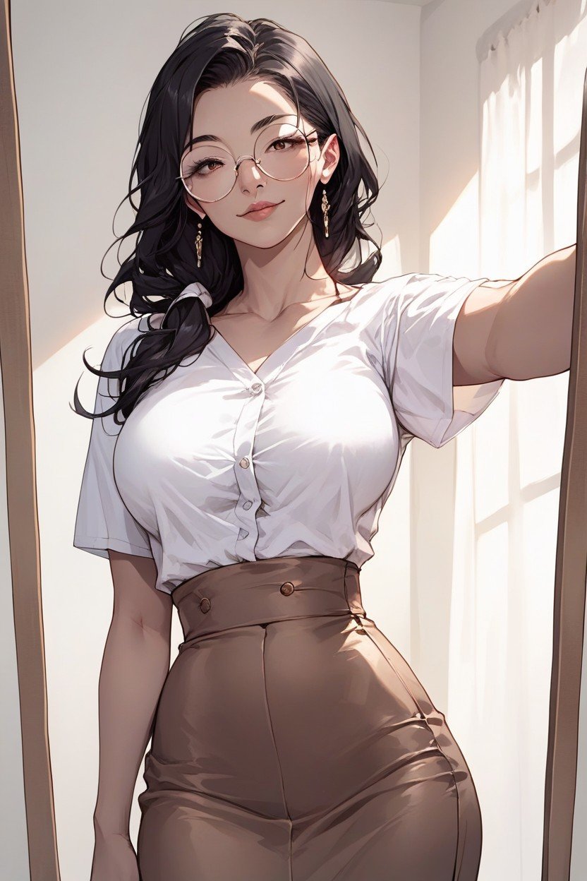 Pencil Waist, Big Round Glasses, 18+AI黄漫