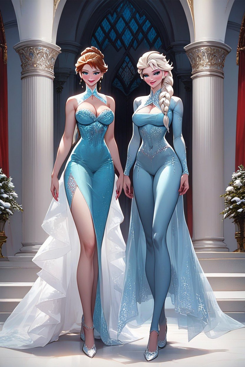 Elsa From Frozen, Form Fitting Clothes, Anna From Frozen Shemale AI Porn