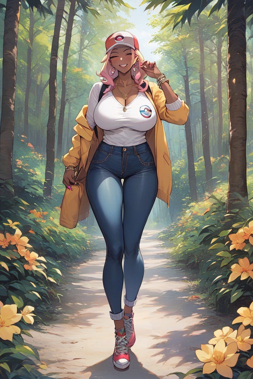 Full Body, Nature, Gyaru Pokemon Trainer쉬메일 AI 포르노