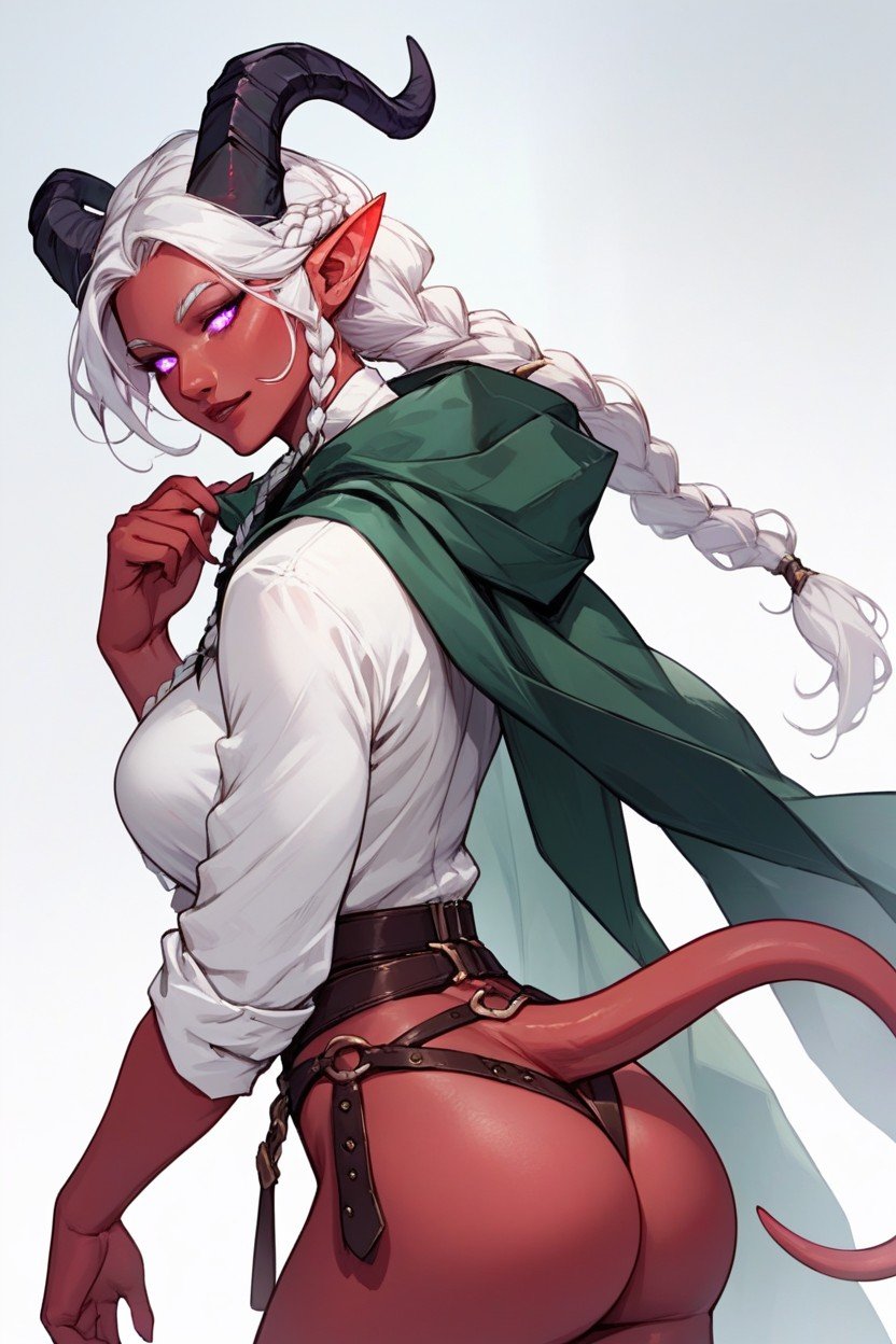 Round Ass, Green Cloak, Tiefling Dungeons And Dragons Shemale AI Porn