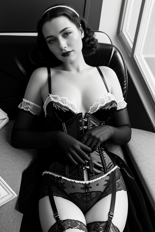 작은 엉덩이, Black Lingerie, Black And White Photo퍼리 AI 포르노