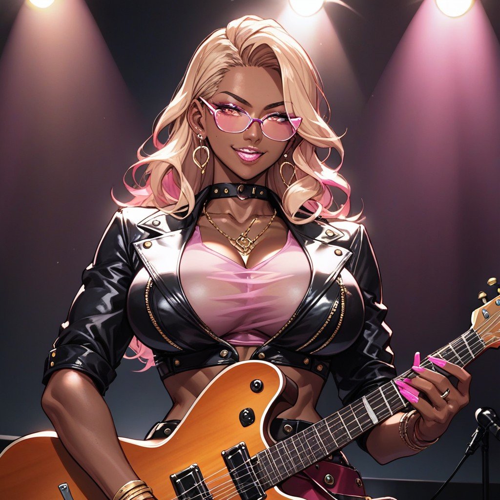 Gyaru Rockstar, On Stage, Playing GuitarHentai IA