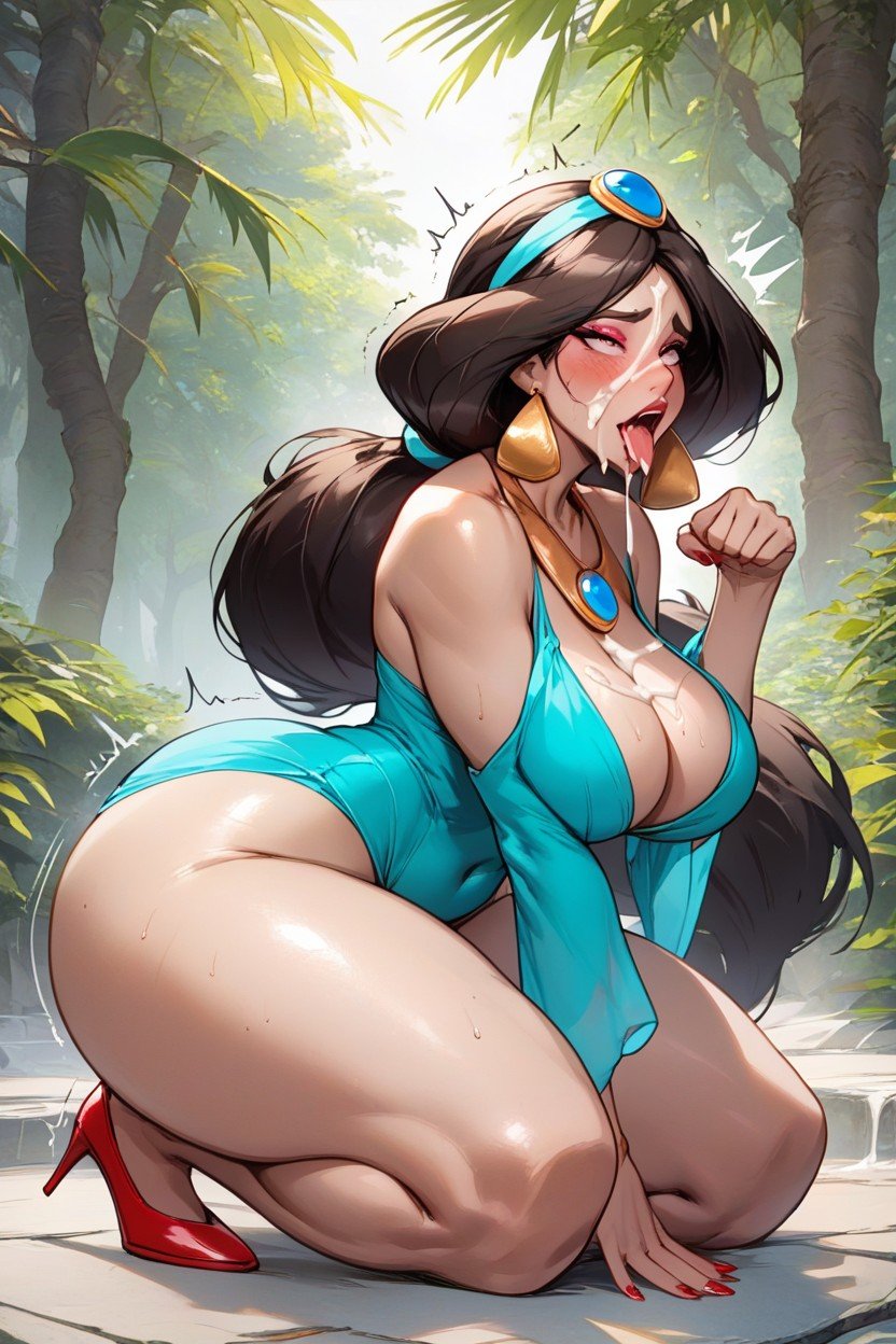 Ahegao Face Orgasm Face, Kneeling, Big Ass Furry AI Porn