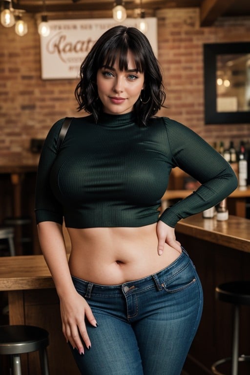 Crop Top, Bar, Figurbetonte KleidungTransfrau KI-Porno