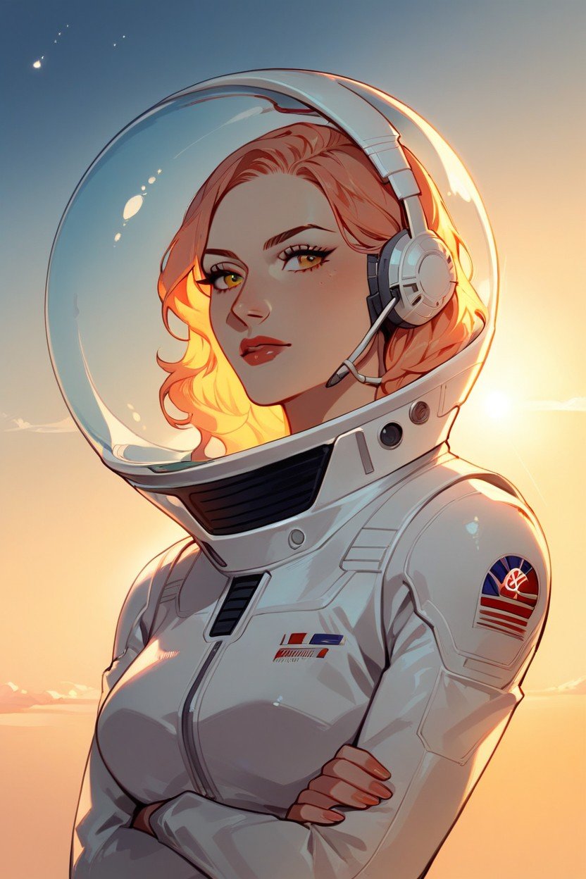 Space Suit, Sunset, Skinny Shemale AI Porn