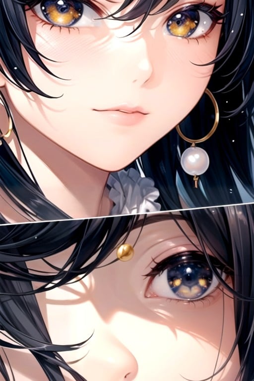 Close Up Pearl Earrings, Pearl Earrings Focus, Close Up Ear Hentai IA pornografia