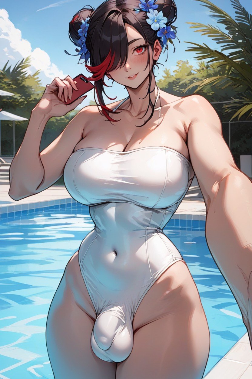 Poolside, Flaccid Cocks, Wasp Waist Hentai AI Porn