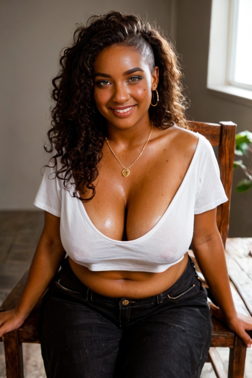 Hanging Tits, Whale Tale, Looking Up Ebony AI Porn