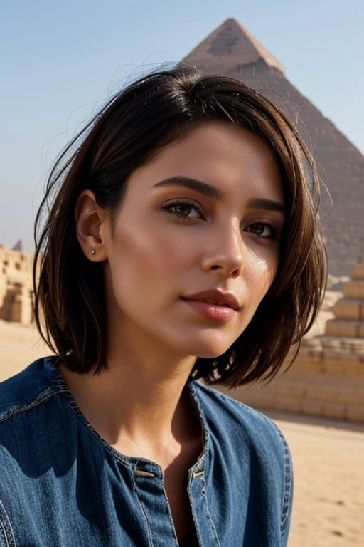 Brunette, Cairo (pyramids), Pixie Cut Shemale AI Porn