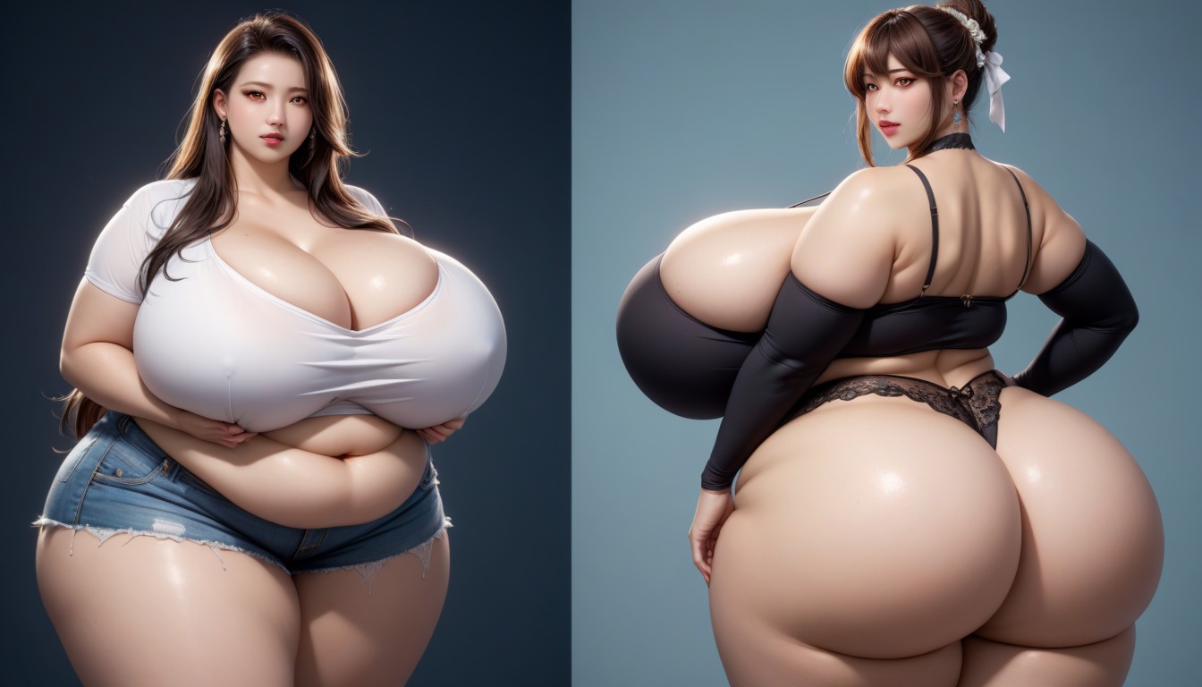 Multiple Views, Extremely Extra Mega Voluptuous, Incredible Mega Extremely Gargantuan Mega Fat Breasts BBW AI Porn