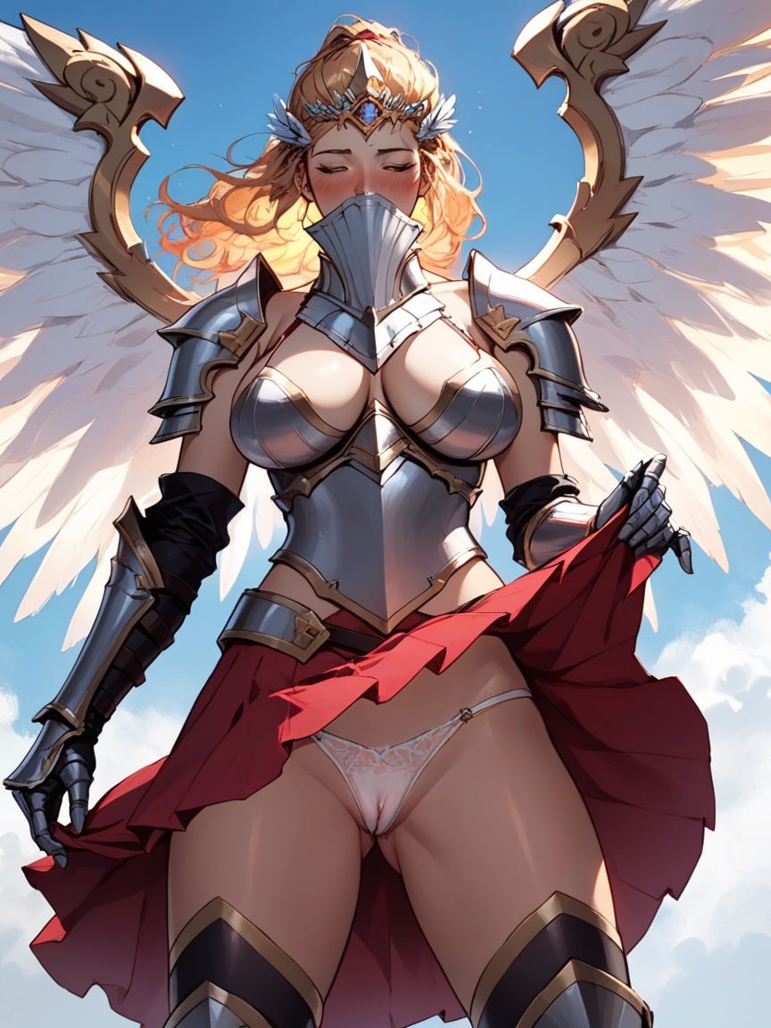 Red Wavy Hair, Girl, Angel Wings Hentai IA pornografia