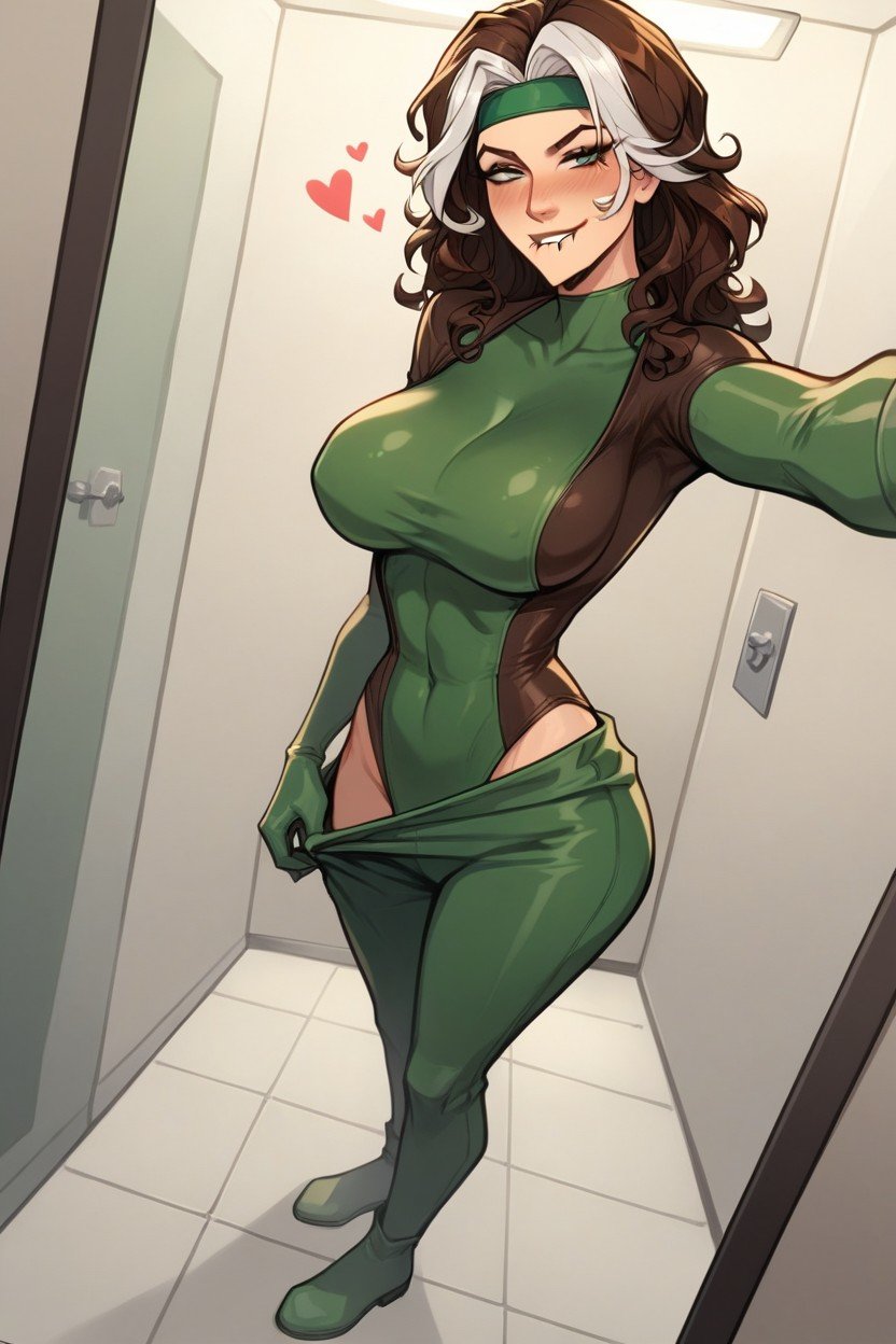 Hearts, Brunette Hair, Green Headband Hentai AI Porn