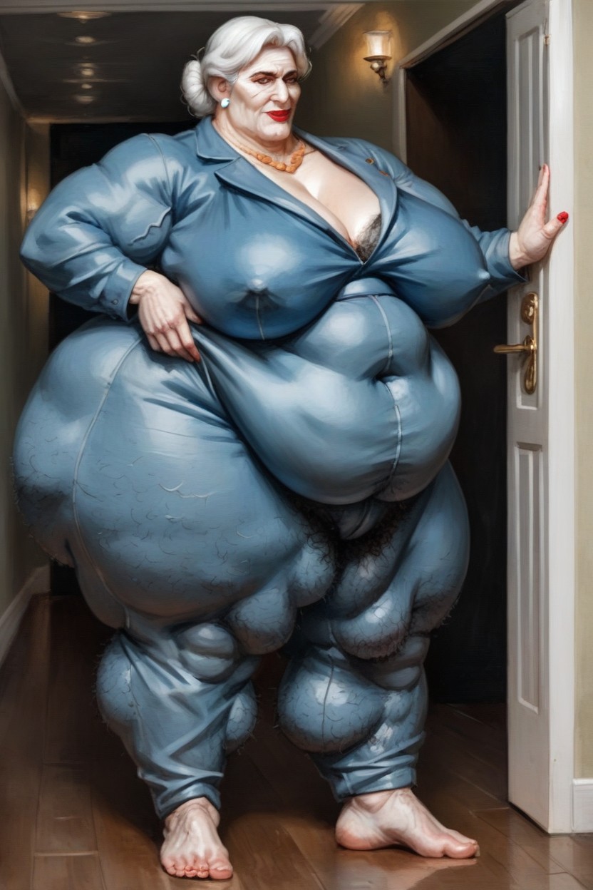 Hairy Bushy Thighs Like A Sasquatch, Gigantic Ass, Pale Skin AI Porn