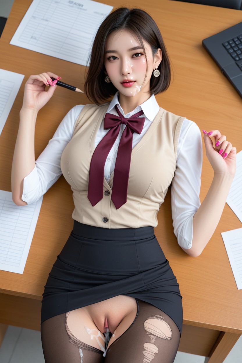 Rounded Ass, Creampie, Five Fingers Asian AI Porn