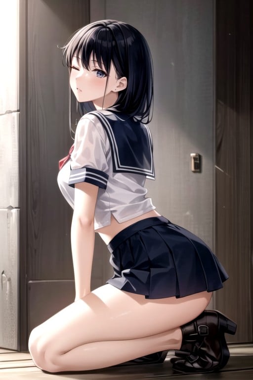 Blow Job (3rd Person), Sailor Uniform, Arms Behind Back Hentai AI Porn