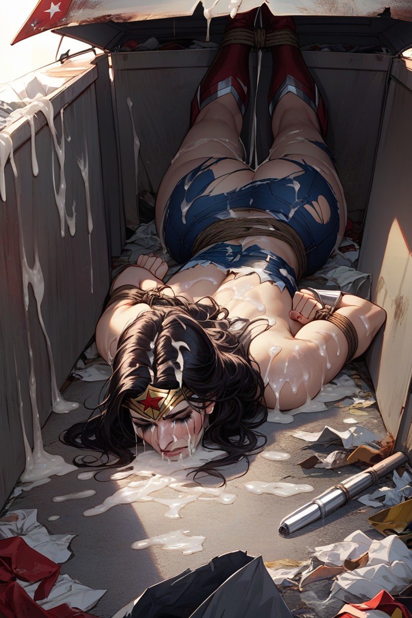 Wonder Woman, Inside A Dumpster, Laying On Stomach Furry AI Porn