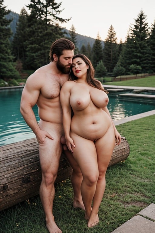 And Their Hands Are Tightly Squeezing The Woman's Breasts, A Beautiful Woman Of Athletic Build With Pronounced Muscles, The Feet Are Clearly VisiblePorno shemale IA