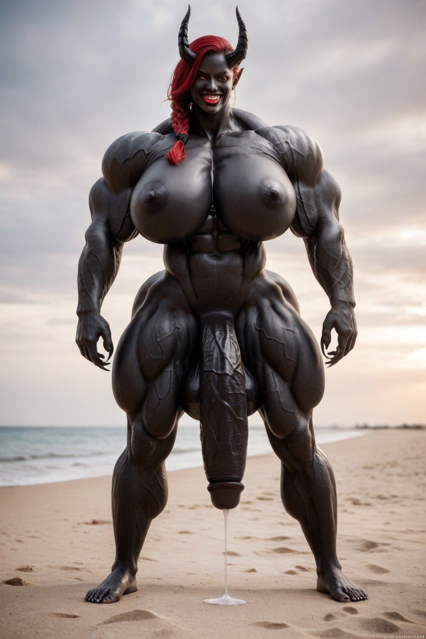 Red Eyes, Venom Futanari, Impossibly Gigantic Black Cock쉬메일 AI 포르노