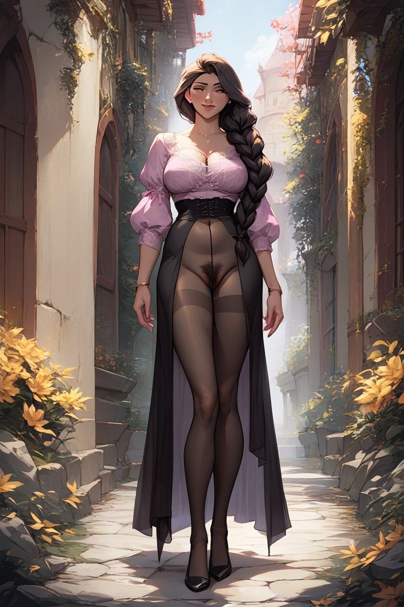 Rapunzel, Standing, Black Lace PantyhoseニューハーフAIポルノ