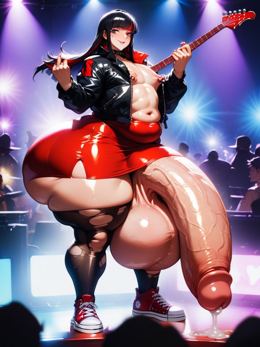 Big Saggy Pecs, Big Puffy Nipples, Playing Guitar AI Gay Porn