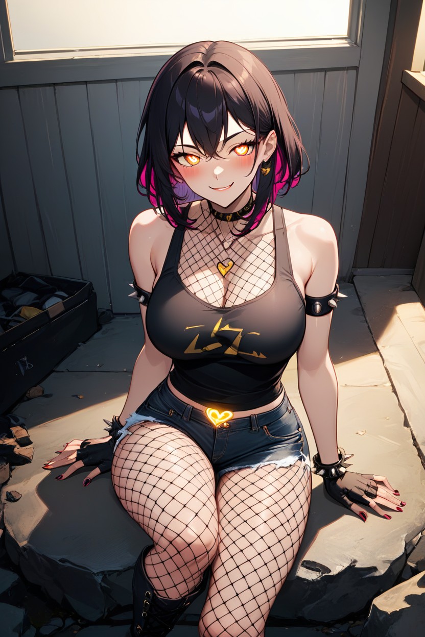 18+, Tall Woman, Shorts Mad Of Black Jeans Hentai AI Porn