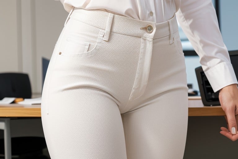 Clothes Unbuttoned, Tight White Pants, Close Up Furry AI Porn