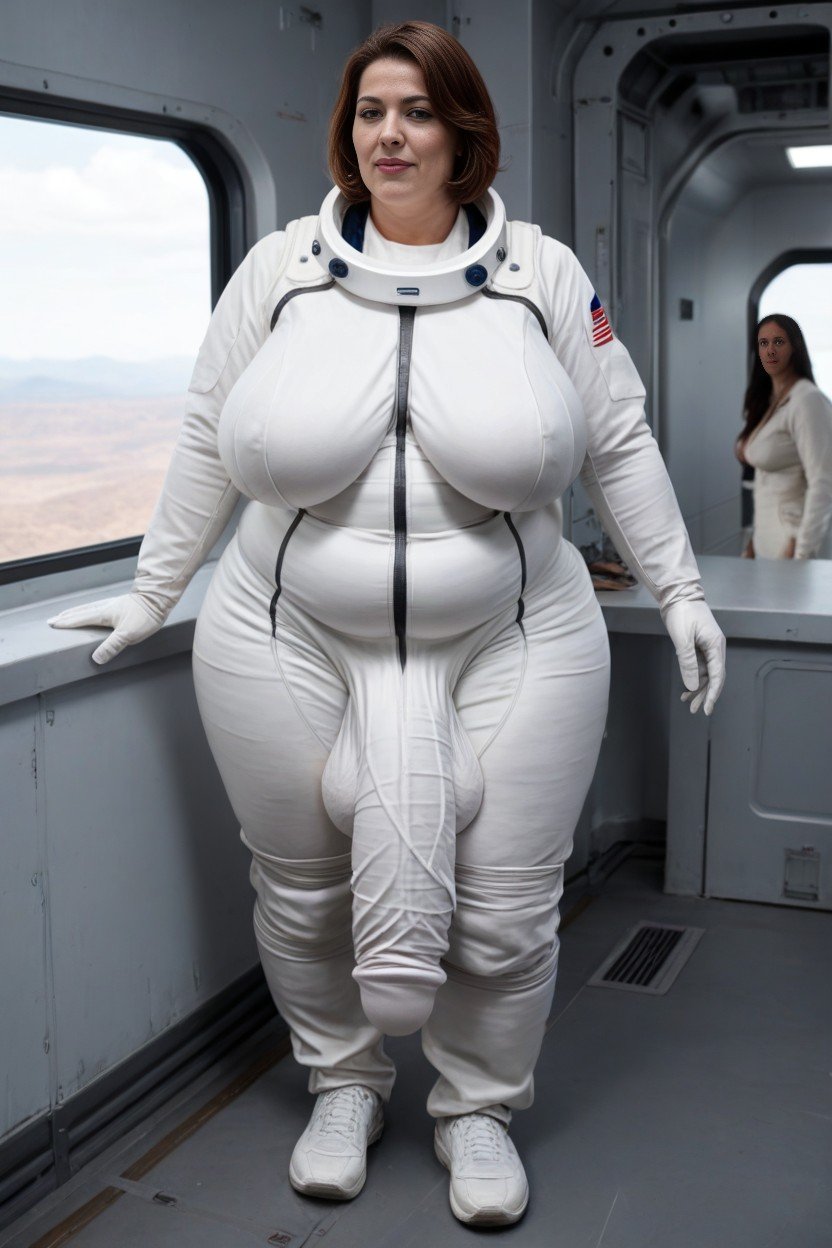 Very Short Hair, Astronaut Suit, Fully Clothed Shemale AI Porn