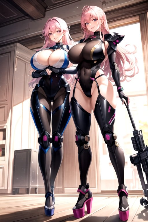 Pink Lips, Robot Arms, Gold ElbowsPorno IA Hentai