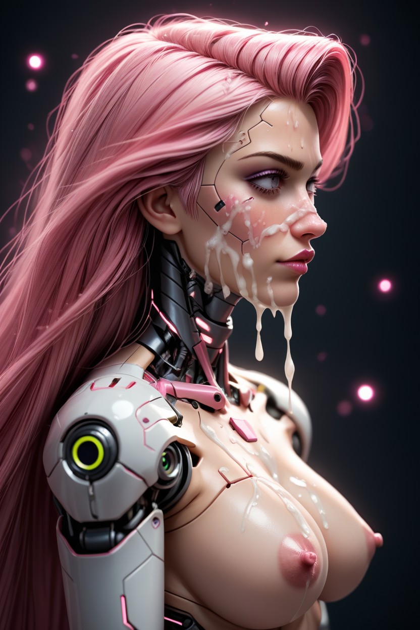 Close Up, Hard Nipples, Cyborg Shemale AI Porn