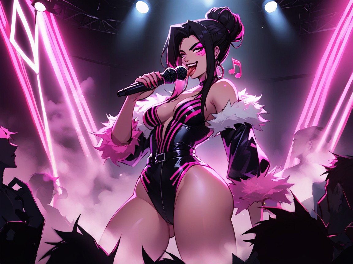 High Color Contrast, Pink Pyrotechnics, Low Breast Width Latina AI Porn