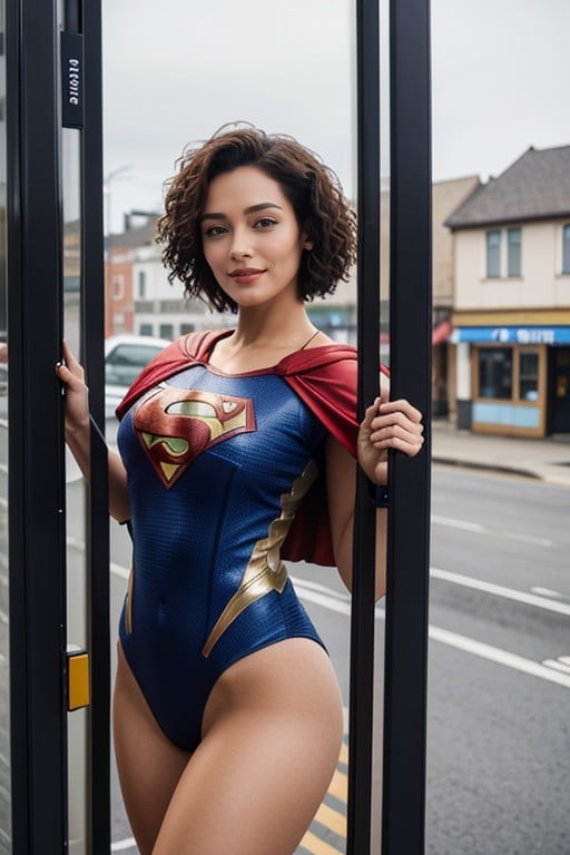 Superhero, Bus Stop, Happy Shemale AI Porn