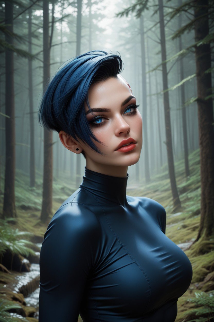 Forest, Model, Pixie Cut Shemale AI Porn