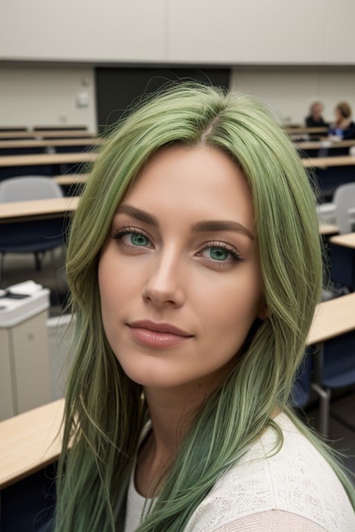 Side View, Classroom, Multi Colored Hair Shemale AI Porn