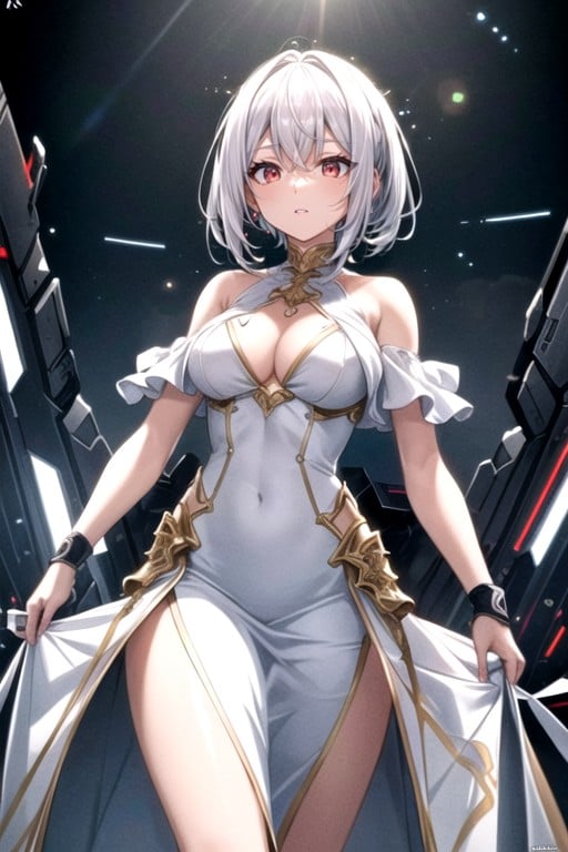 White Hair, Silk Dress, Ultra Detailed Hentai AI Porn