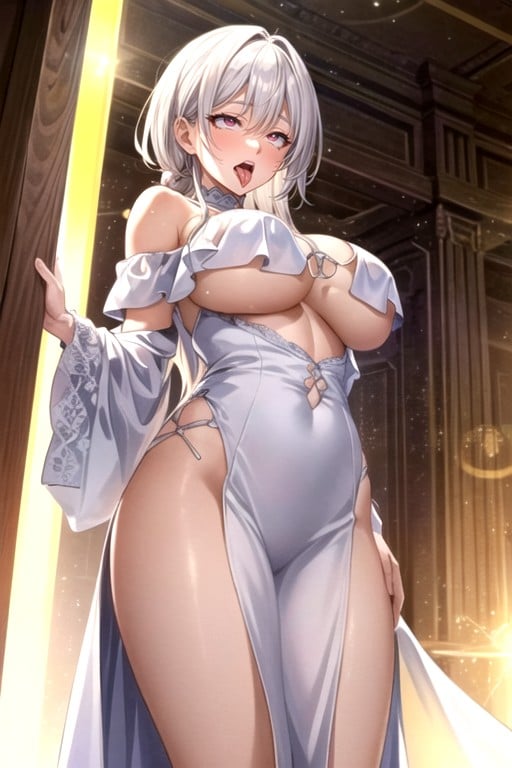 White Hair, Ultra Detailed, Silk Dress Shemale AI Porn