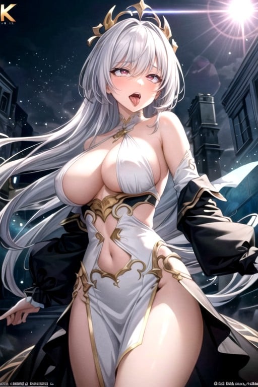 Hors Épaule, Ahegao, Robe En SoiePorno IA Hentai