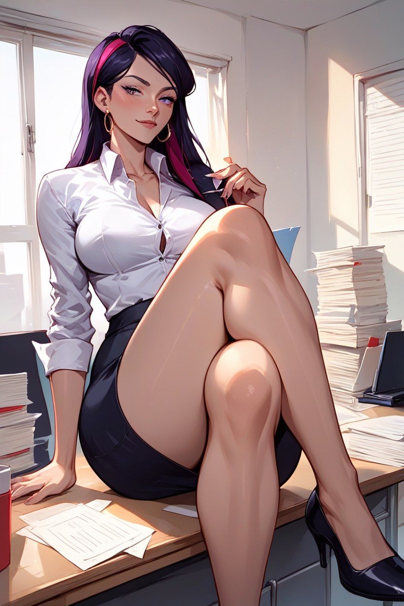 Sexy Secretary, Medium Breasts, Violet Parr Shemale AI Porn