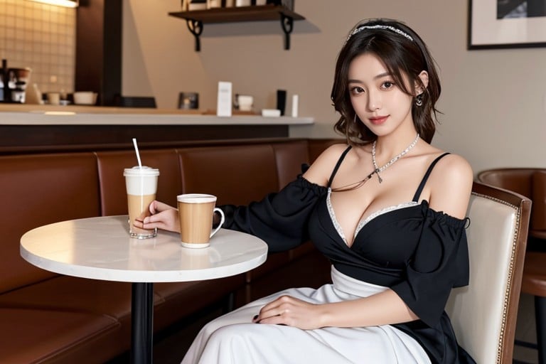 Akiba Maid Caffe, Two Women, Beautiful Japanese Idol Woman쉬메일 AI 포르노