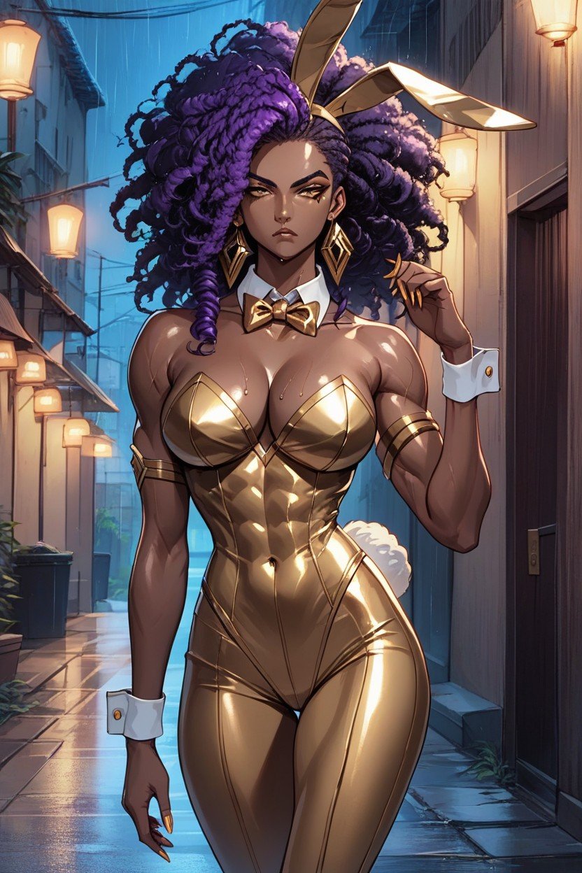 Afro, Gold Bunny Ears, Night AlleyHentai IA