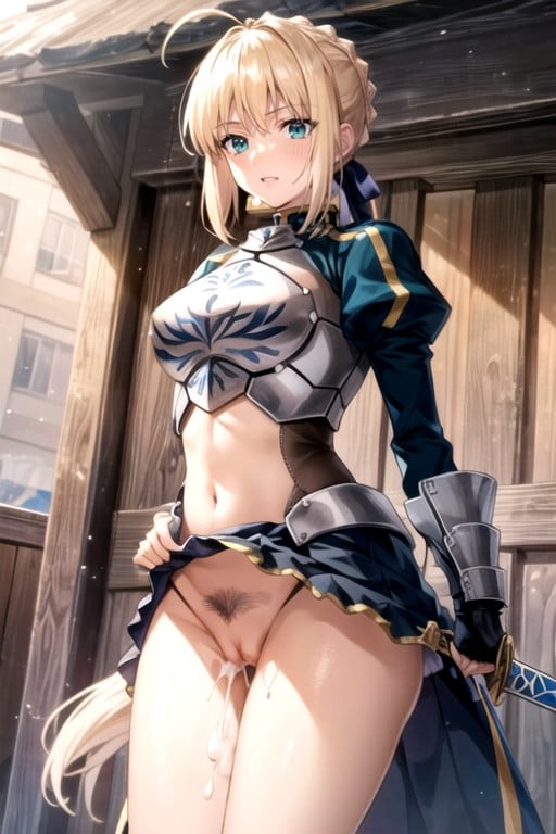 Artoria Pendragon, Navel Exposed, Pubic Hair Hentai AI Porn