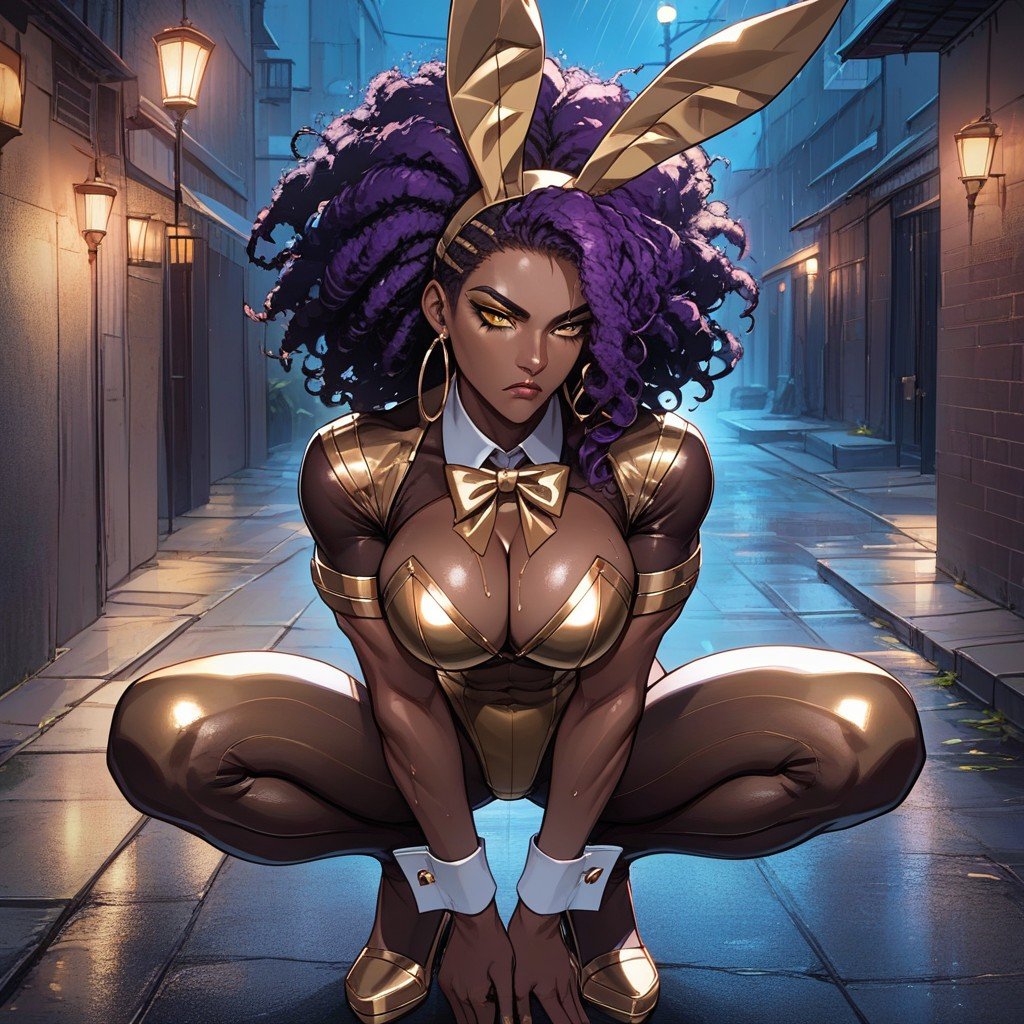 Gold Bowtie, Gold Cuffs, Gold Bunny Tail Hentai AI Porn